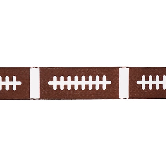 2.5" x 6.6yd. Football Stitch Wired Faux Linen Ribbon by Celebrate It®